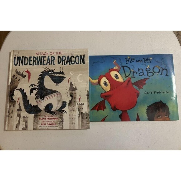 2 Children's Dragon Books Attack of the Underwear‎ Dragon And Me And My Dragon - Picture 1 of 4